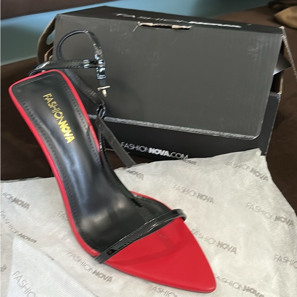 Fashion Nova Bold Red and Black Heels